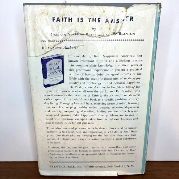 Faith Is The Answer by Norman Vincent Peale and Smiley Blanton Hardcover Book - Picture 5 of 16